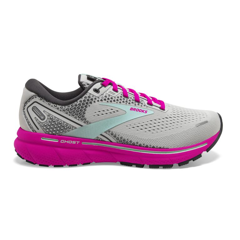 Brooks Women's Ghost 14 Cushioned Road Running Shoes - Oyster/Yucca/Pink (TSWJ92015)